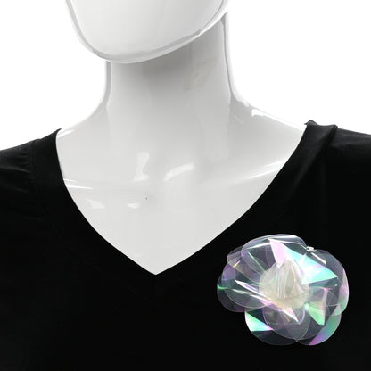 Chanel Iridescent Resin Camellia Pin Brooch Silver Multicolor 2 of 4