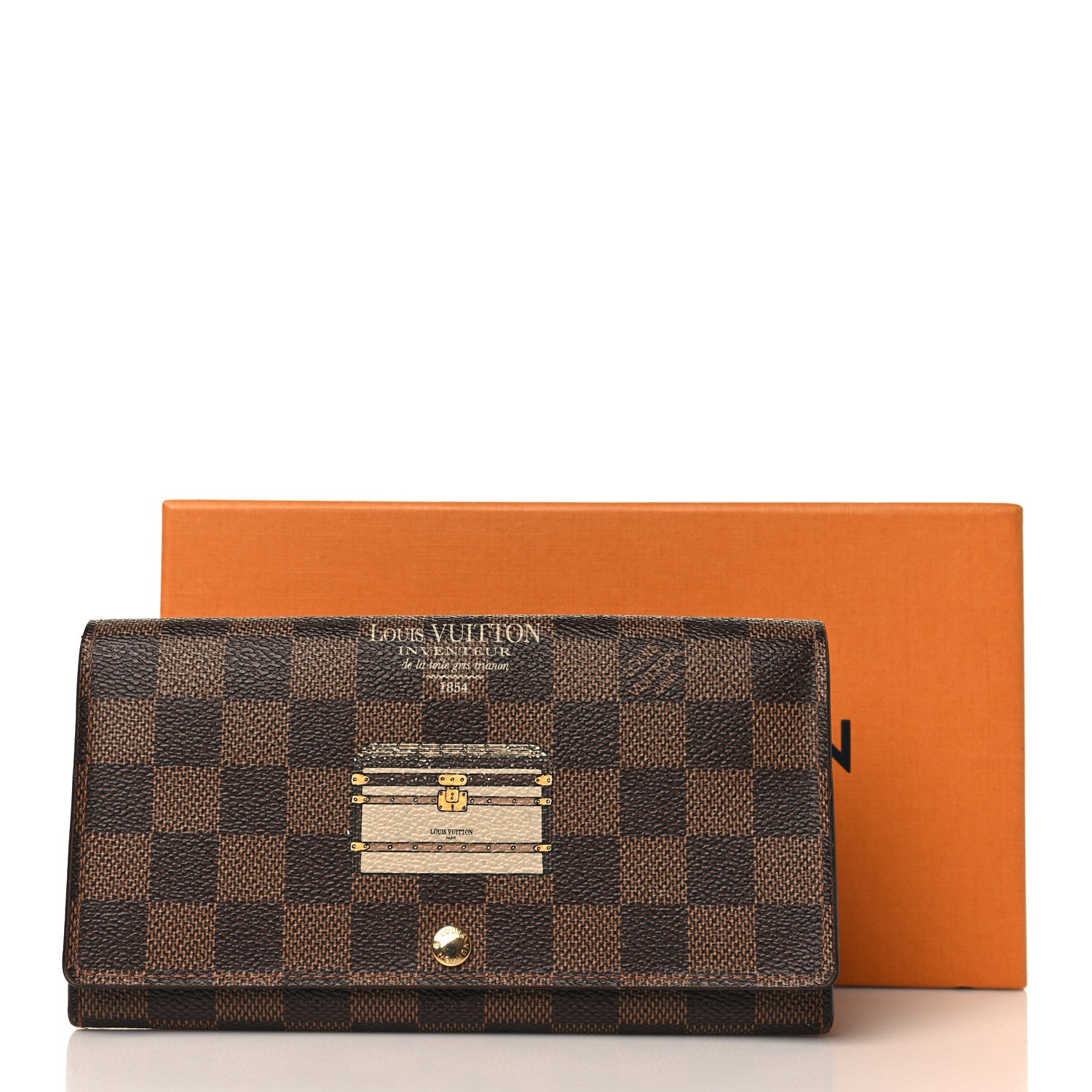 Louis Vuitton Damier Ebene Trunks and Locks Sarah Wallet 7 of 7