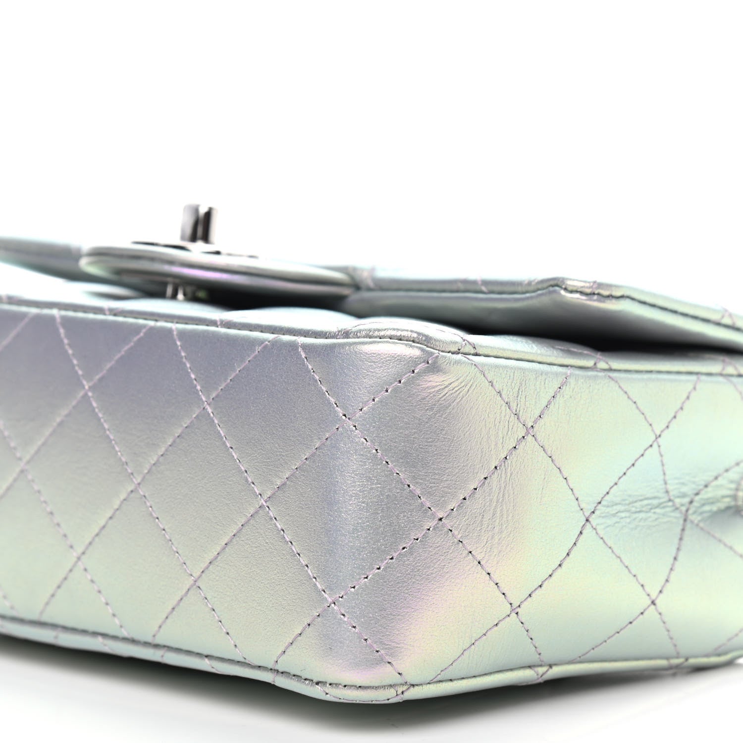Chanel Iridescent Calfskin Quilted Mini Rectangular Flap Light Purple 10 of 10