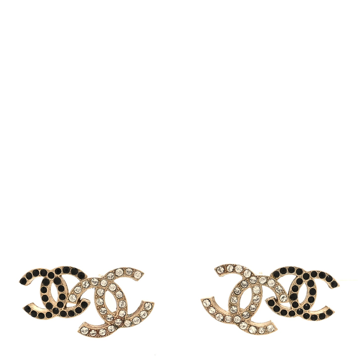 Crystal Double CC Earrings Gold Black