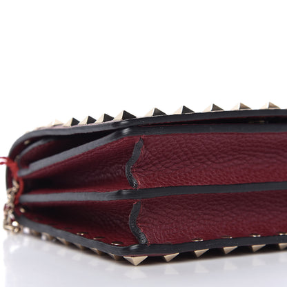 Valentino Garavani Pebbled Calfskin Rockstud Wallet on Chain Cerise 6 of 9