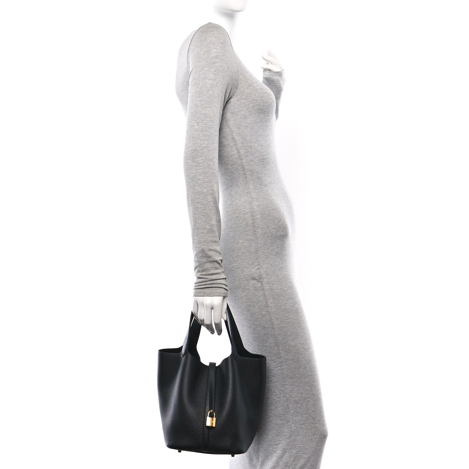 Hermes Taurillon Clemence Picotin Lock 22 MM Black 2 of 9
