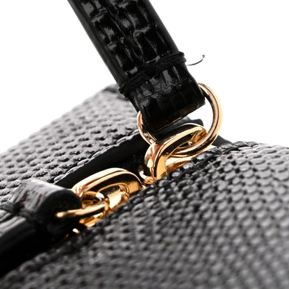 Chanel Lizard Embossed Calfskin Top Handle Slim Vanity With Chain Black 10 of 11