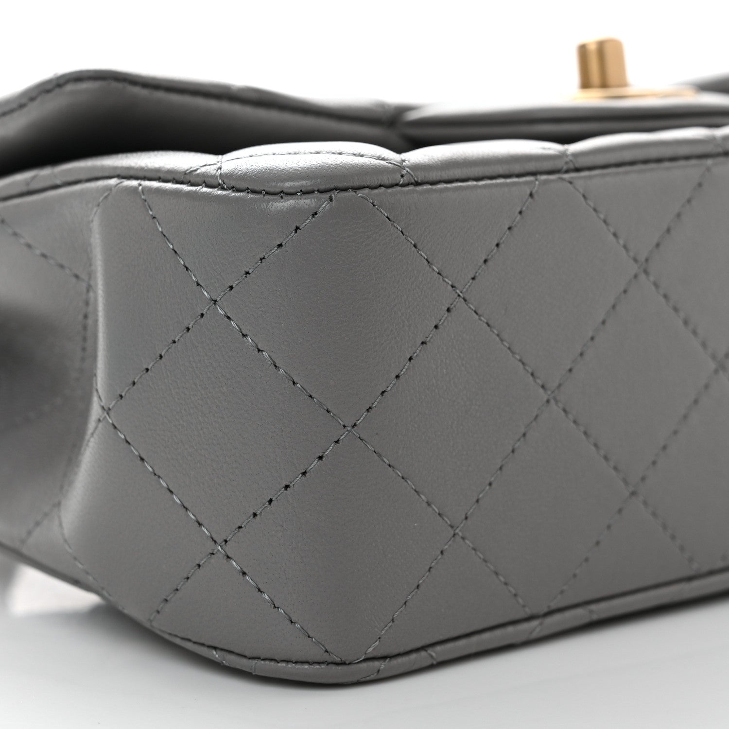Chanel Lambskin Metal Quilted Mini Top Handle Rectangular Flap Grey 9 of 11