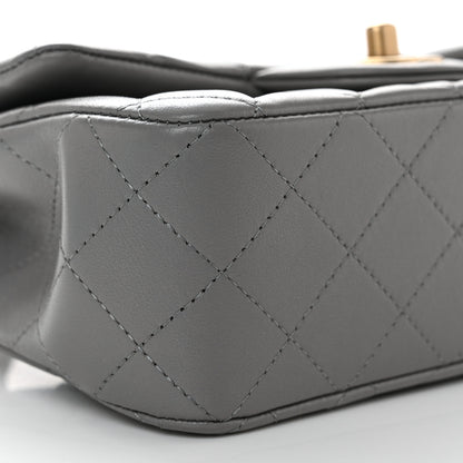 Chanel Lambskin Metal Quilted Mini Top Handle Rectangular Flap Grey 9 of 11
