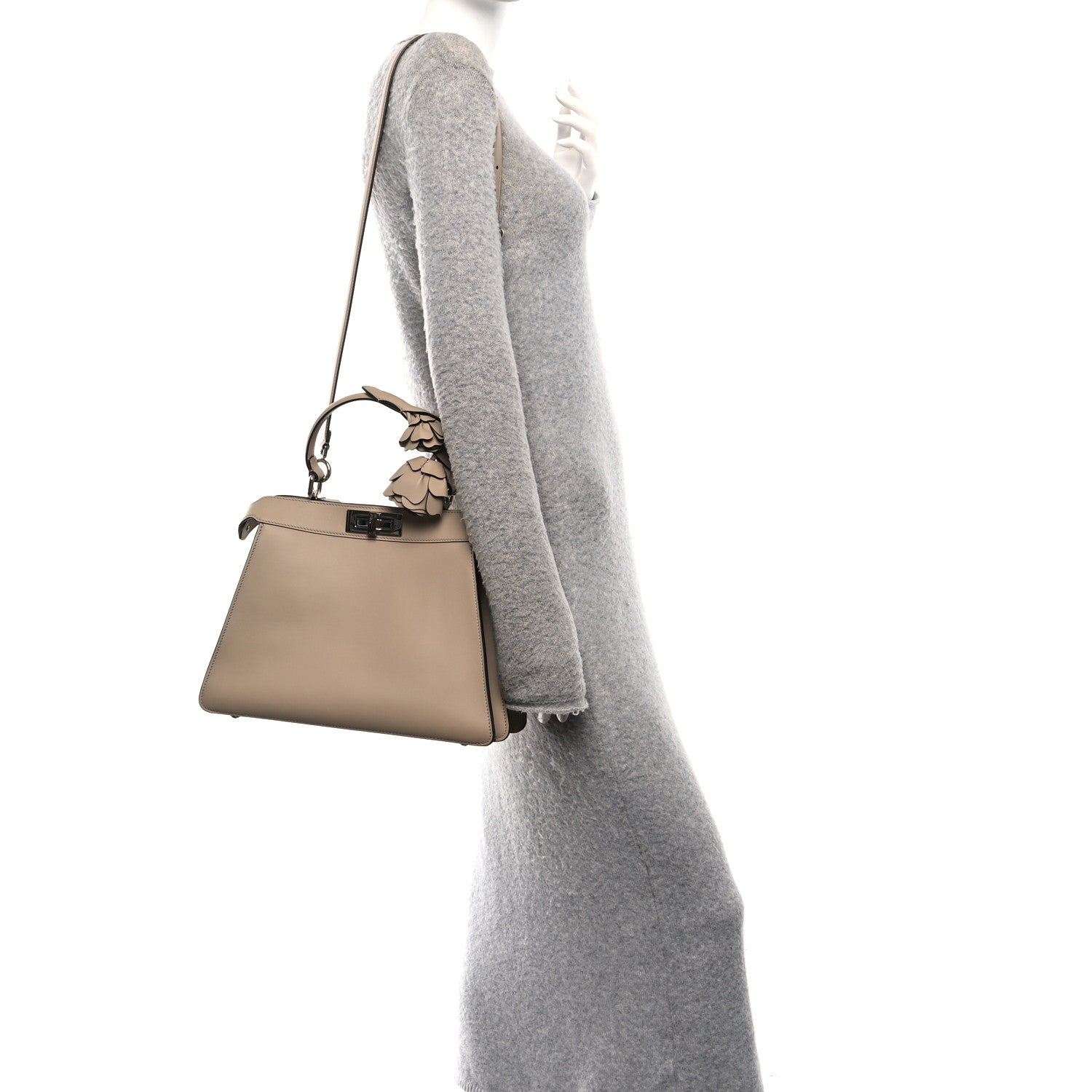 fendi peekaboo mini box dust bag rain coat Fendi Shiny Calfskin Flower Medium Peekaboo I SEE U Satchel Beige Amido  1891623 – FASHIONPHILE