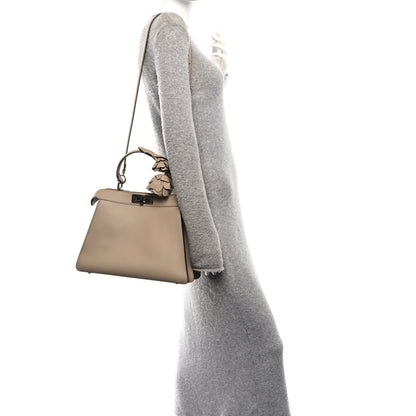 Fendi Shiny Calfskin Flower Medium Peekaboo I SEE U Satchel Beige Amido 2 of 11