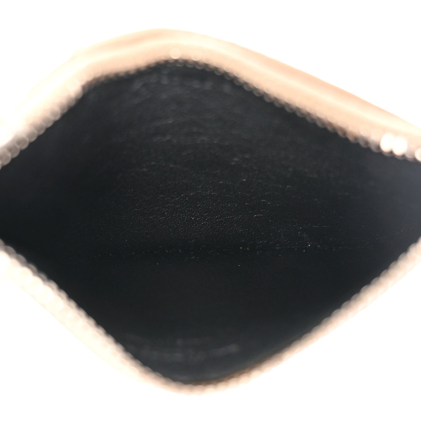 Grained Calfskin 5 Fragments Zip Pouch Card Holder Nude Powder
