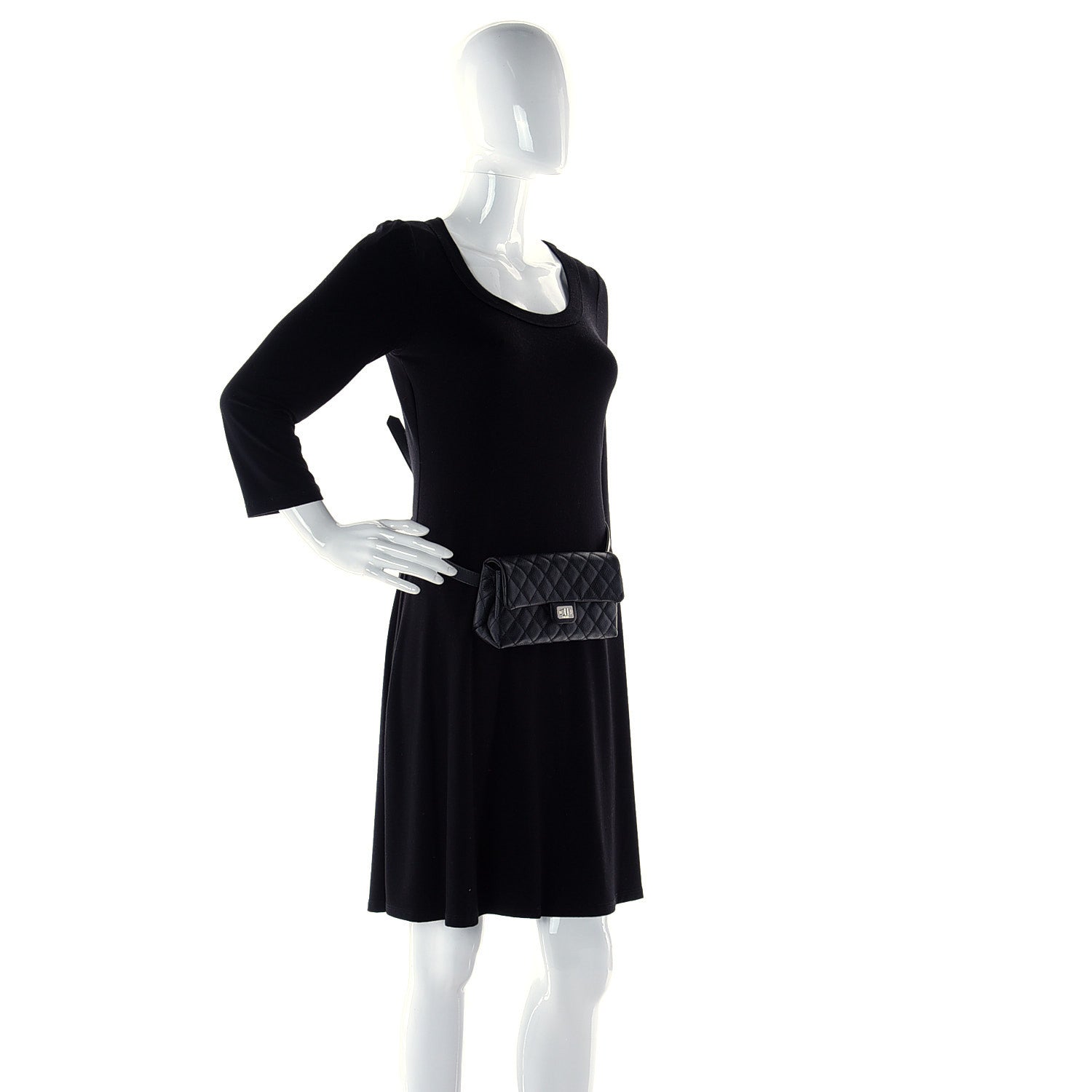 Chanel Grained Calfskin Quilted 2.55 Reissue Flap Belt Bag Clutch Black 3 of 8