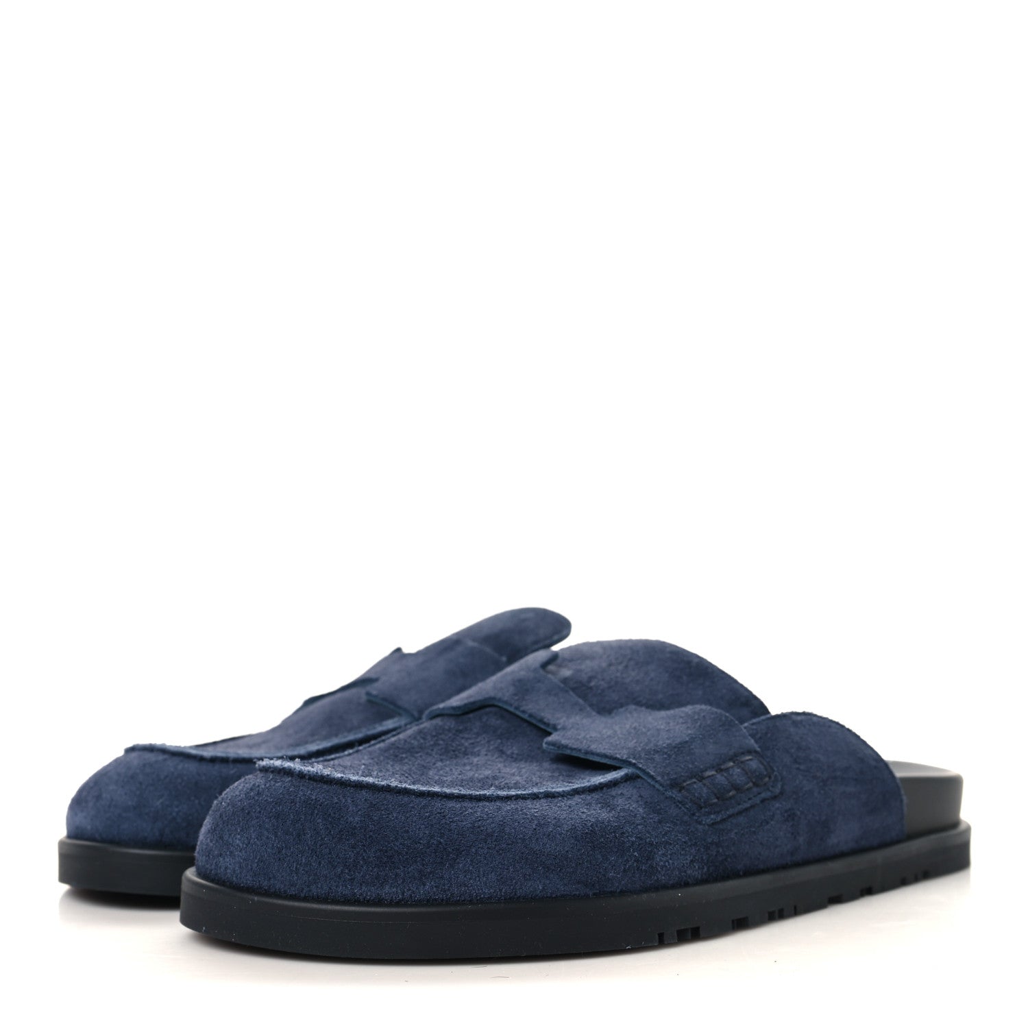 Hermes Suede Calfskin Mens Go Mules 40 Bleu Celeste 4 of 10