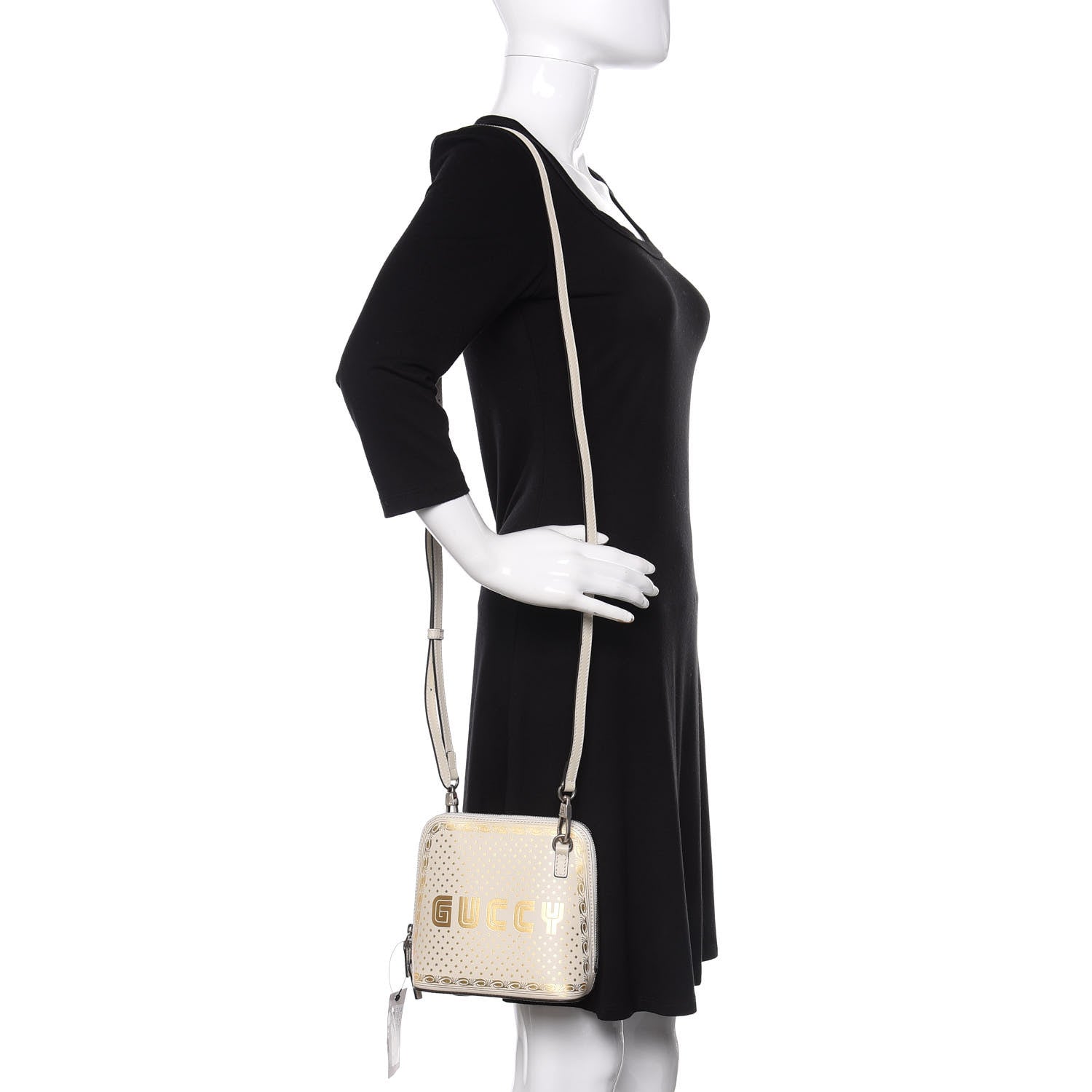 Gucci X SEGA Calfskin GUCCY Stars Mini Dome Shoulder Bag Mystic White Gold 2 of 10
