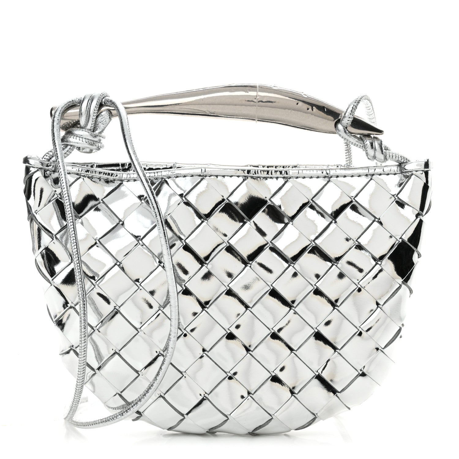 Bottega Veneta Mirror Laminated Nappa Intrecciato Mini Sardine Bag Silver 1 of 10