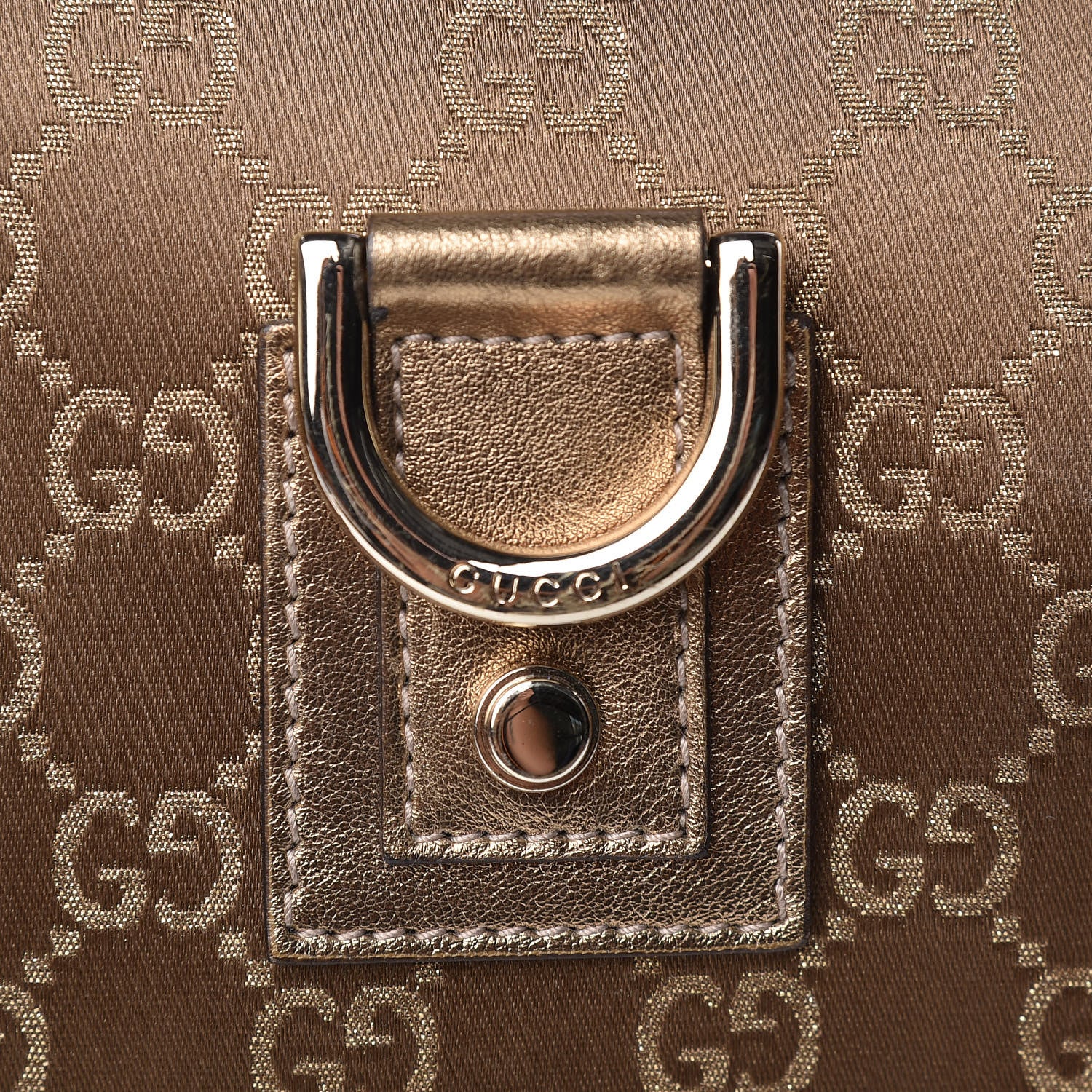 Gucci Satin Monogram Abbey Messenger Bag Metallic Bronze 8 of 10