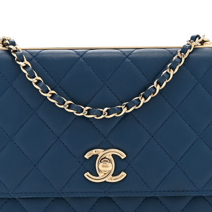 Chanel Lambskin Quilted Trendy CC Wallet On Chain WOC Blue 9 of 14