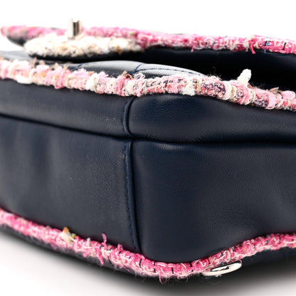 Chanel Lambskin Tweed Quilted Elegant Trim Flap Navy 9 of 10
