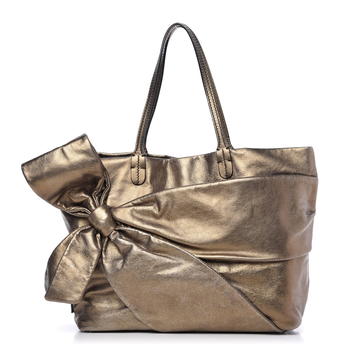 Metallic Nappa Bow Tote Gold