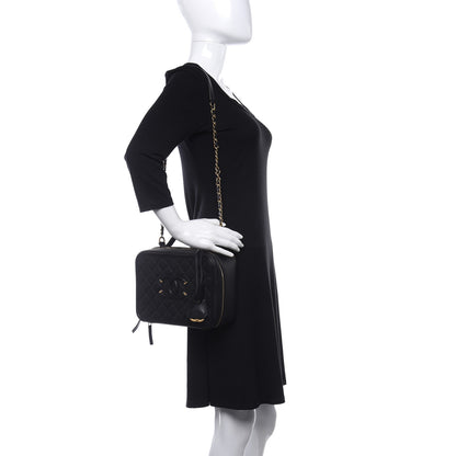 Chanel Caviar Quilted Large CC Filigree Vanity Case Black 2 of 11