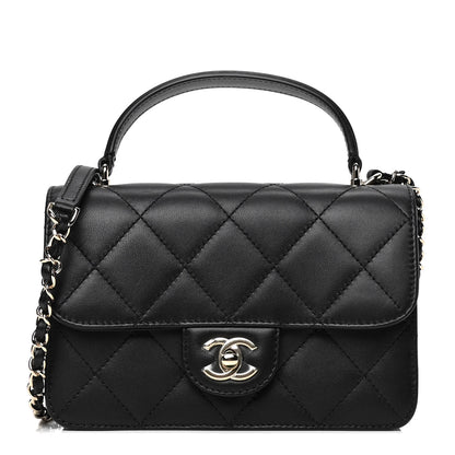 Chanel Calfskin Quilted Small Top Handle Flap Black 1 of 4