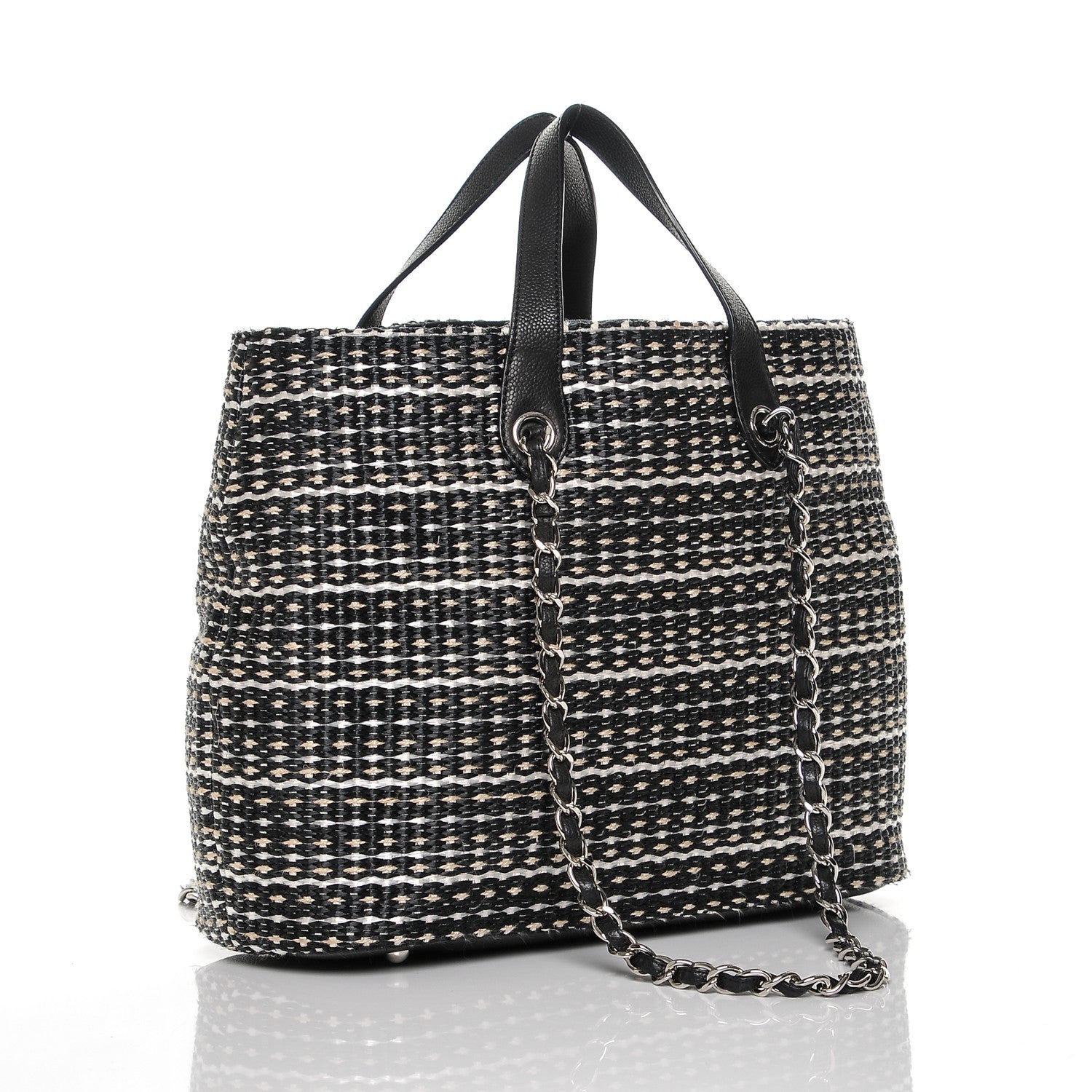 Chanel Woven Straw Tote Black 3 of 7