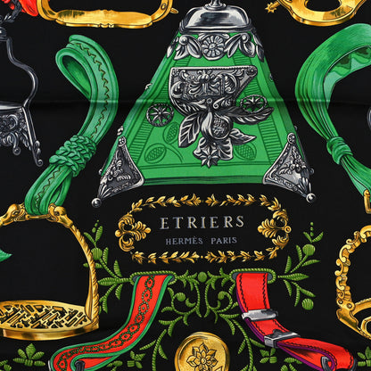 Hermes Silk Etriers Scarf 90 Black Multicolor 2 of 3