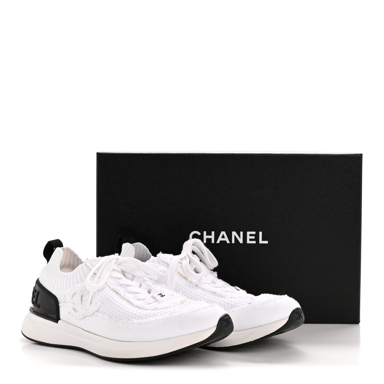 Chanel Fabric Logo Sneakers 39.5 White 9 of 9