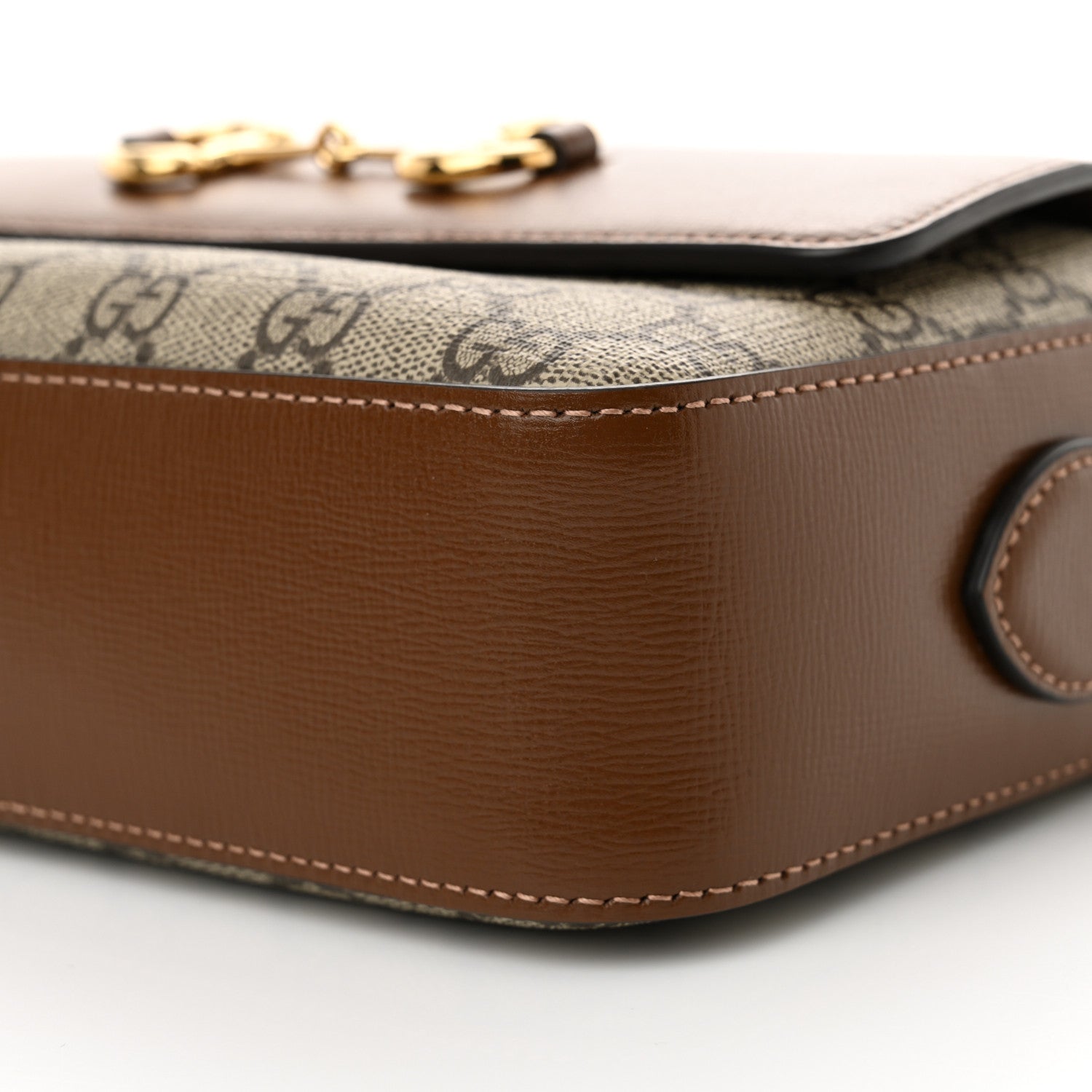 Gucci GG Supreme Monogram Small Horsebit 1955 Shoulder Bag Beige Brown Sugar 10 of 12
