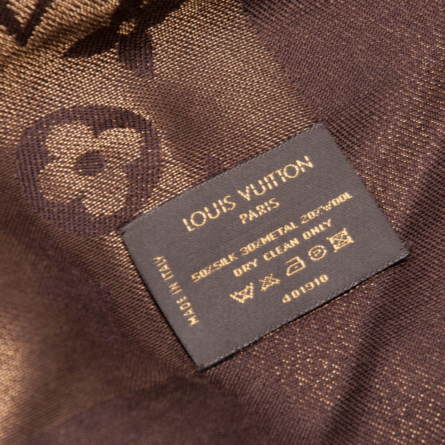 Silk Lurex Wool Monogram Shine Shawl Brown