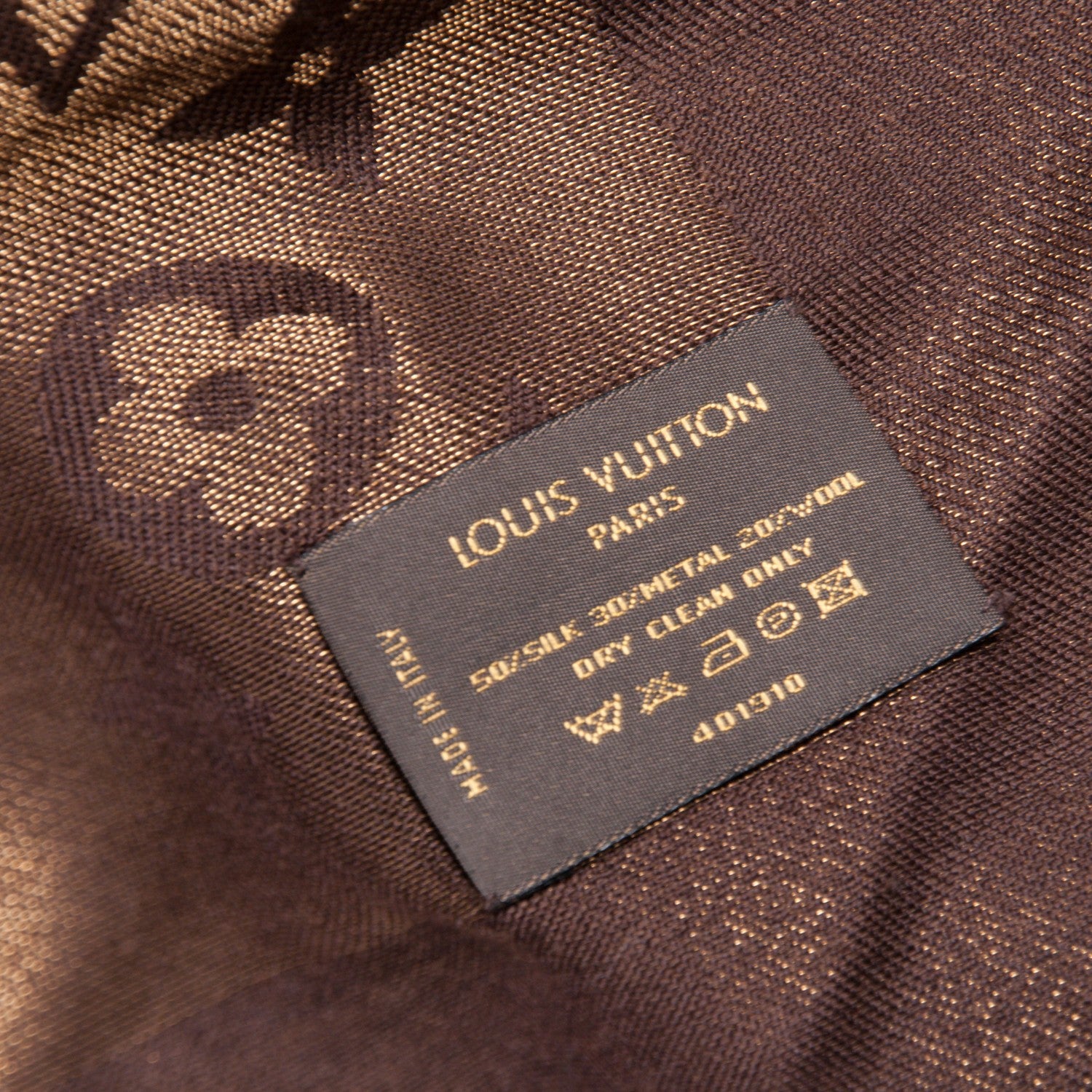 Louis Vuitton Silk Lurex Wool Monogram Shine Shawl Brown 5 of 5