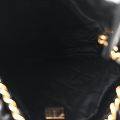 Chanel Shiny Crumpled Calfskin Quilted Pearl Mini Chanel 22 Black 5 of 10