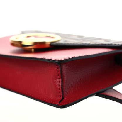 Fendi Vitello Cruise F is Fendi Bi-Color FF 1974 Embossed Envelope Belt Bag Maya Black Fragola 6 of 15
