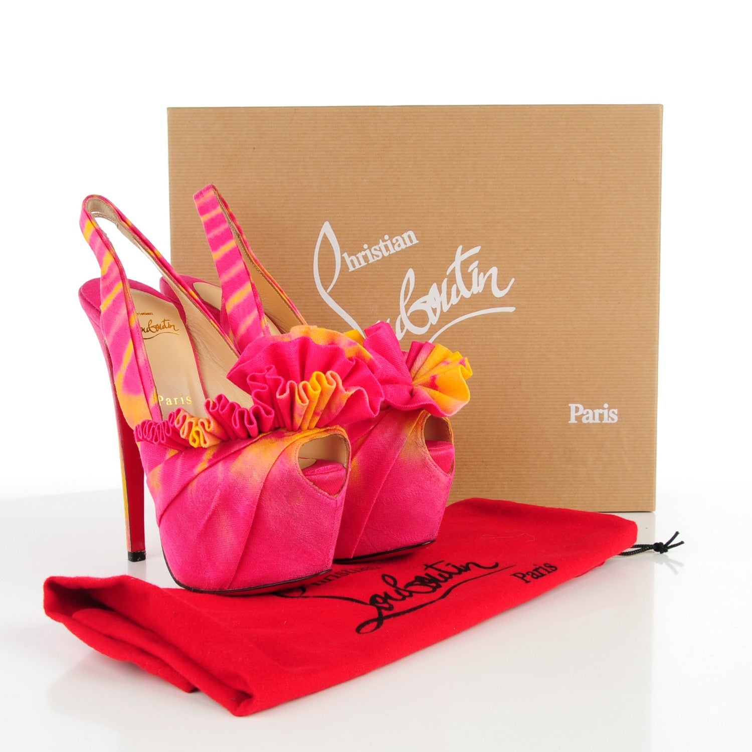 Christian Louboutin Bazin High BouBou 160 Pumps 36 Pink Yellow 7 of 7