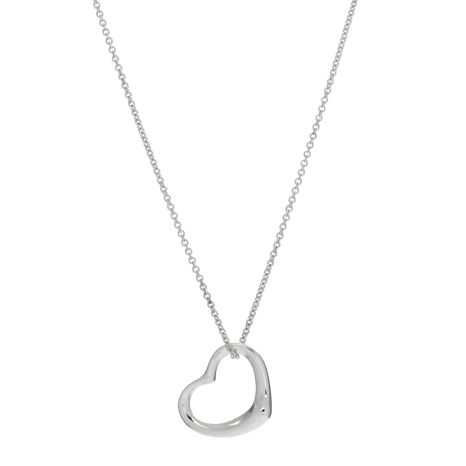 Tiffany Sterling Silver 22mm Elsa Peretti Open Heart Pendant Necklace 1 of 4