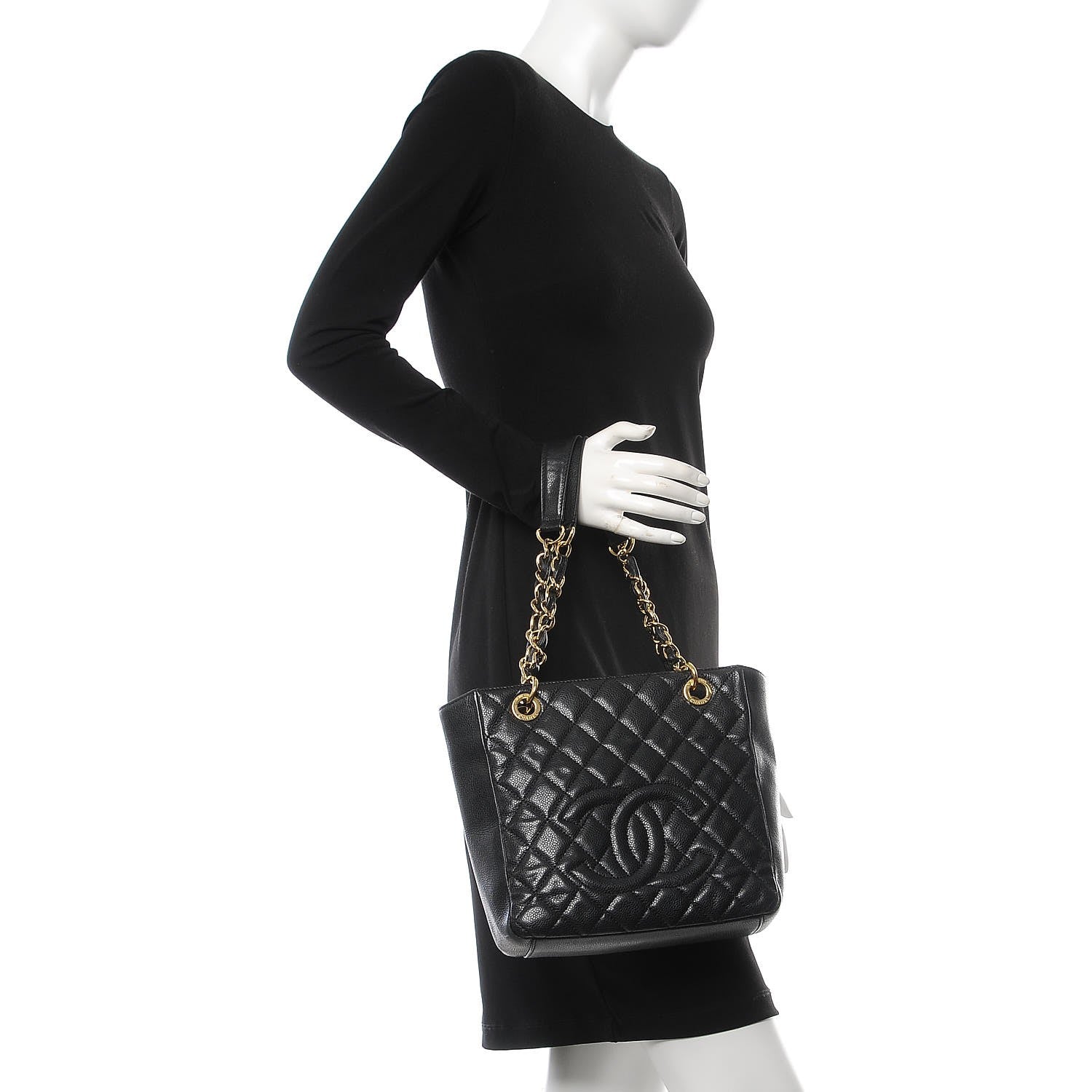 Chanel Caviar Quilted Petit Shopping Tote PST Black 2 of 12