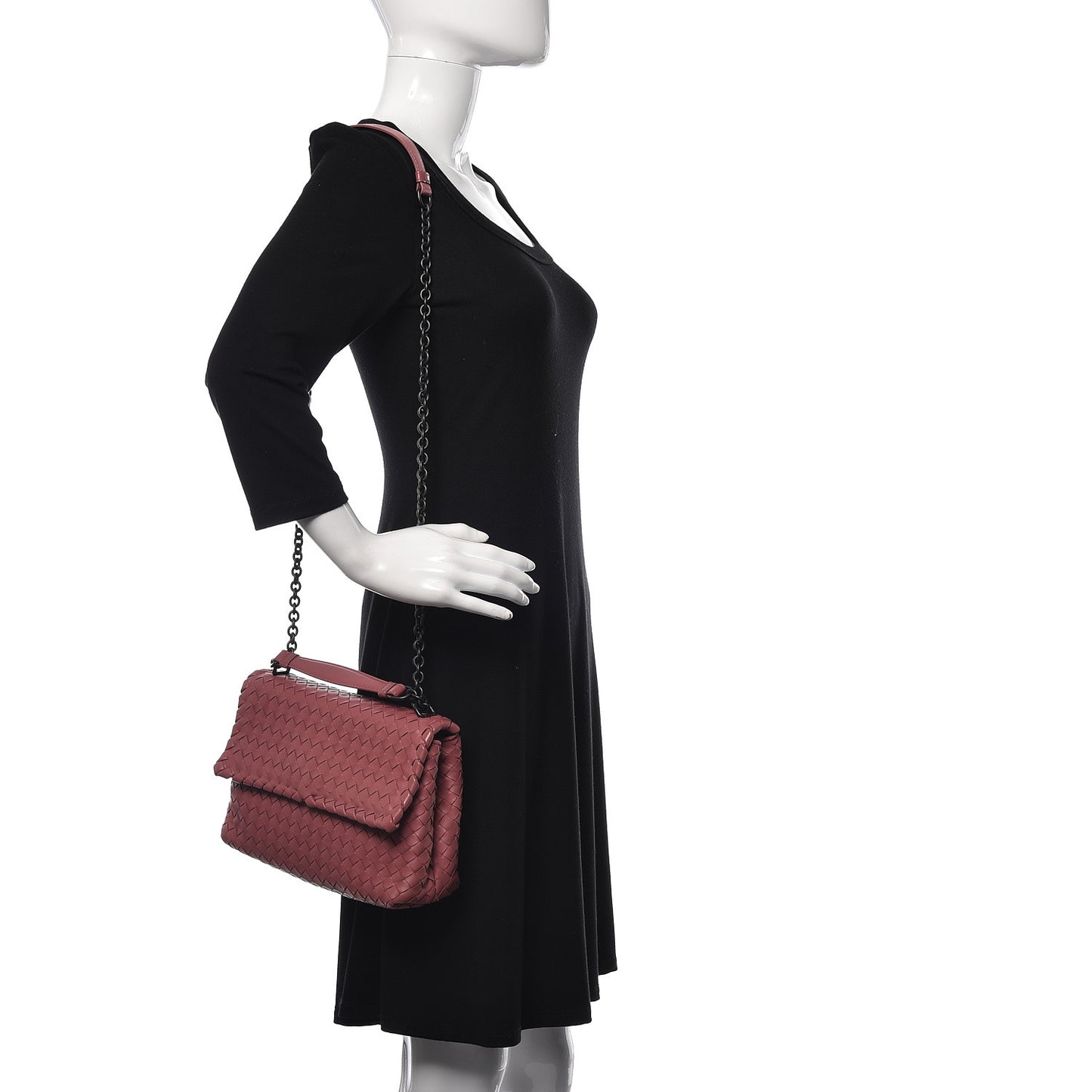 Nappa Intrecciato Small Olimpia Shoulder Bag Rose Pink
