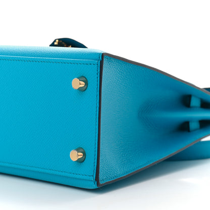 Hermes Epsom Kelly Sellier 25 Bleu Frida 4 of 10