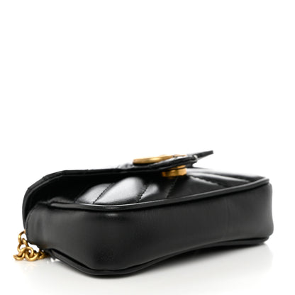 Gucci Calfskin Matelasse GG Marmont 2.0 Coin Purse On A Chain Black 4 of 7