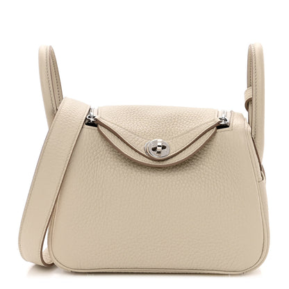 Hermes Taurillon Clemence Mini Lindy 20 Beton 1 of 12