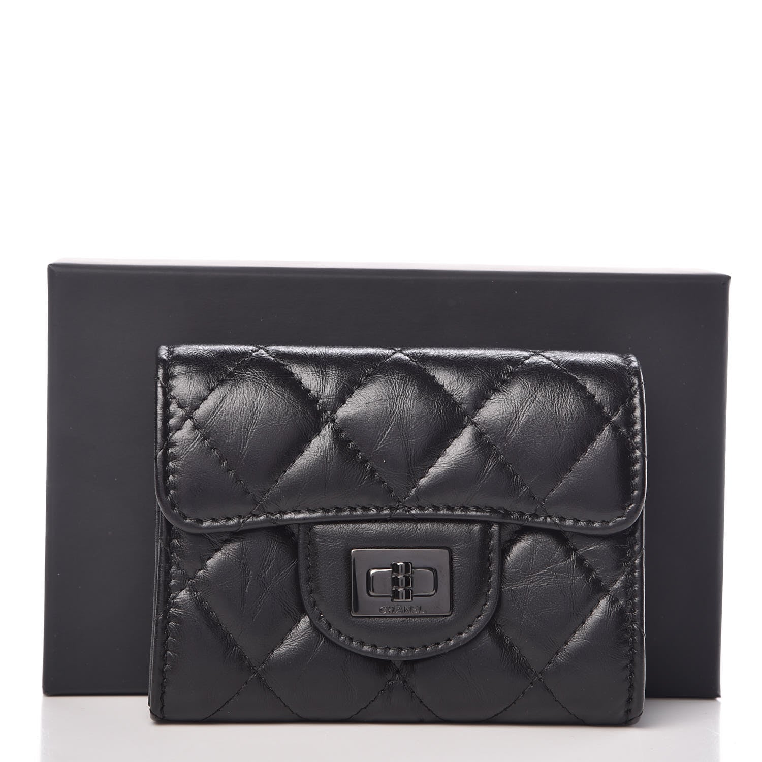 Chanel Aged Calfskin Quilted Reissue Flap Card Holder Wallet So Black 9 of 9