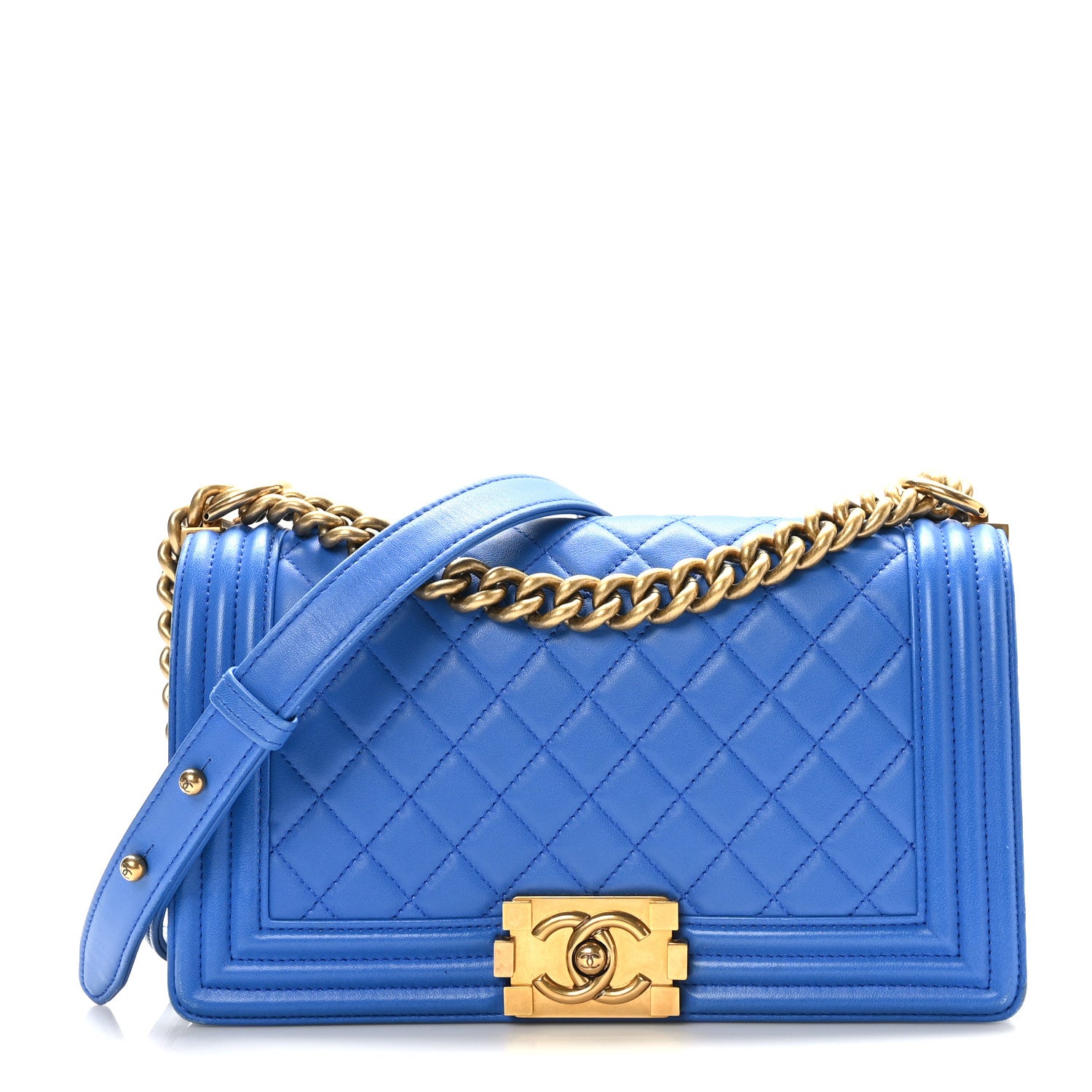 Chanel Lambskin Quilted Medium Boy Flap Blue 1 of 10