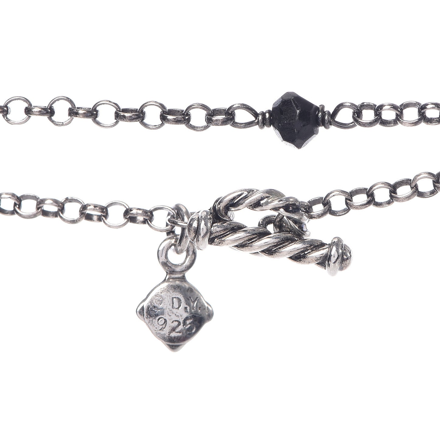 Sterling Silver Black Onyx Station Chain Necklace