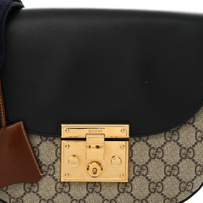 Gucci GG Supreme Monogram Web Medium Padlock Messenger Shoulder Bag Black 9 of 15