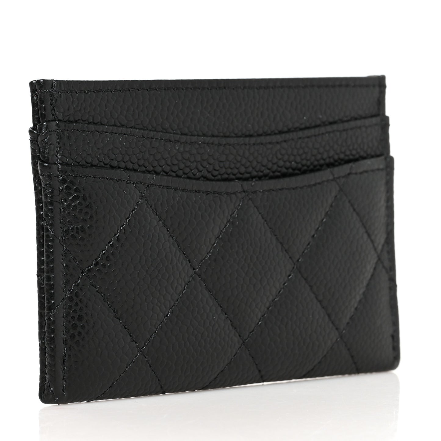 Caviar Quilted Card Holder Black