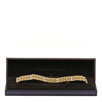 Roberto Coin 18K Yellow White Gold Diamond Bamboo Bracelet 5 of 5