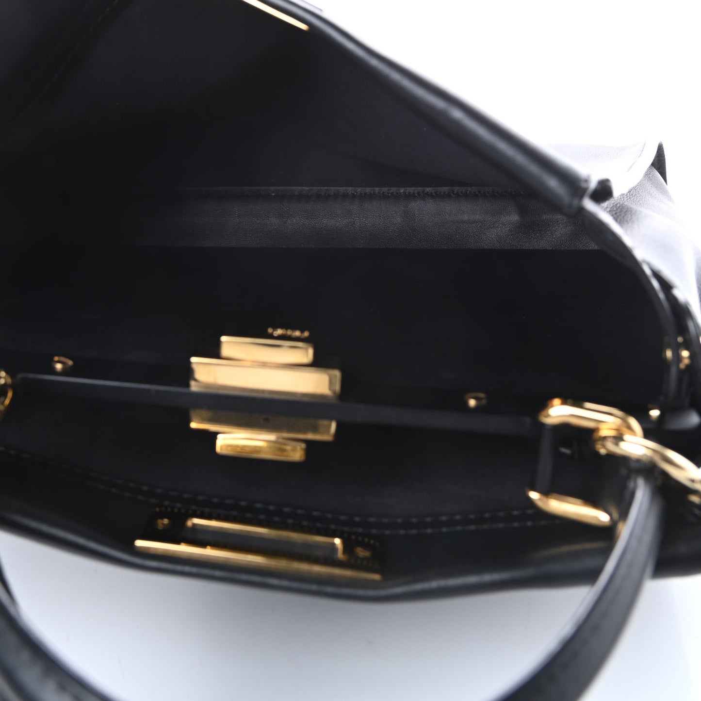 Vitello Seta Shiny Nappa Medium Peekaboo Iconic Satchel Black