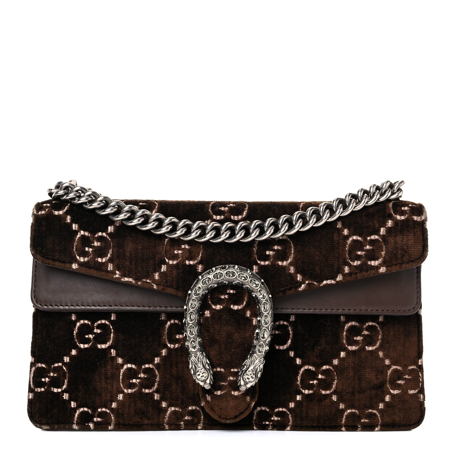 Gucci Velvet Moon Calfskin Crystal GG Monogram Small Dionysus Shoulder Bag Brown Vintage Cocoa Black Diamond 1 of 22