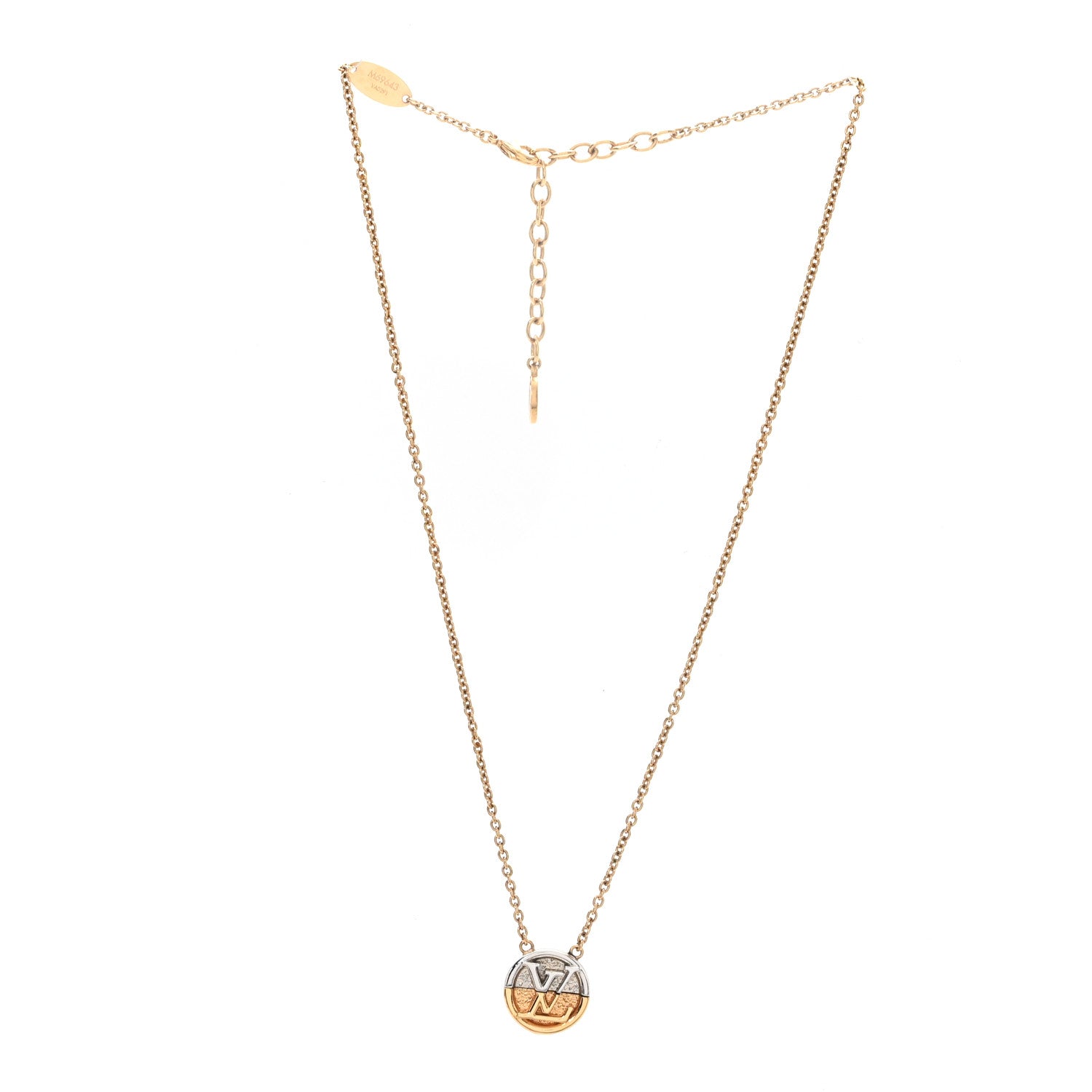 Louis Vuitton Metal L to V Necklace Gold Silver 3 of 5