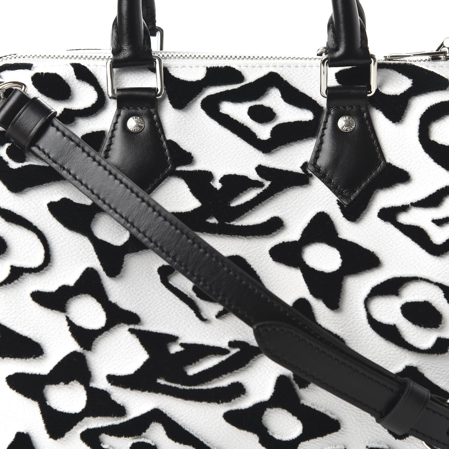 Louis Vuitton X UF Tufted Monogram Speedy Bandouliere 25 White Black 10 of 11