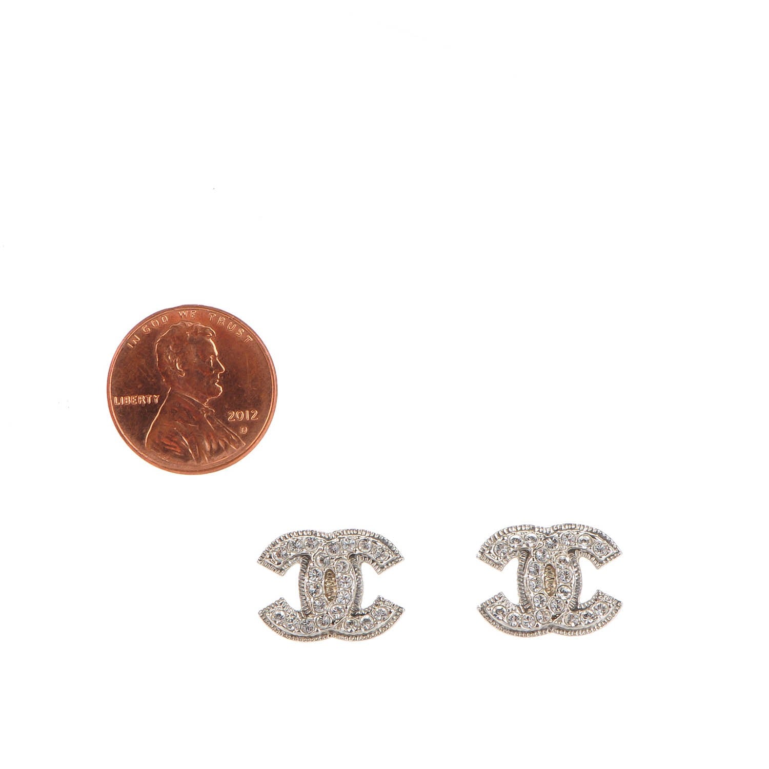 Chanel Crystal CC Earrings Silver 2 of 5