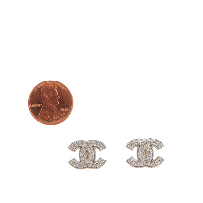 Chanel Crystal CC Earrings Silver 2 of 5