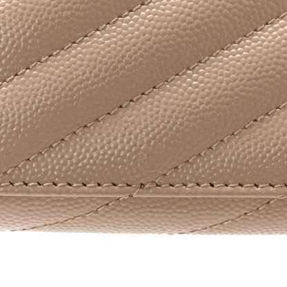 Saint Laurent Grain De Poudre Matelasse Chevron Monogram Envelope Clutch Dark Beige 13 of 13